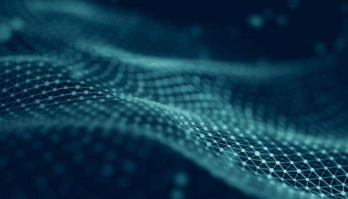 Abstract digital network and data stream visual representing open-source intelligence collection and analysis