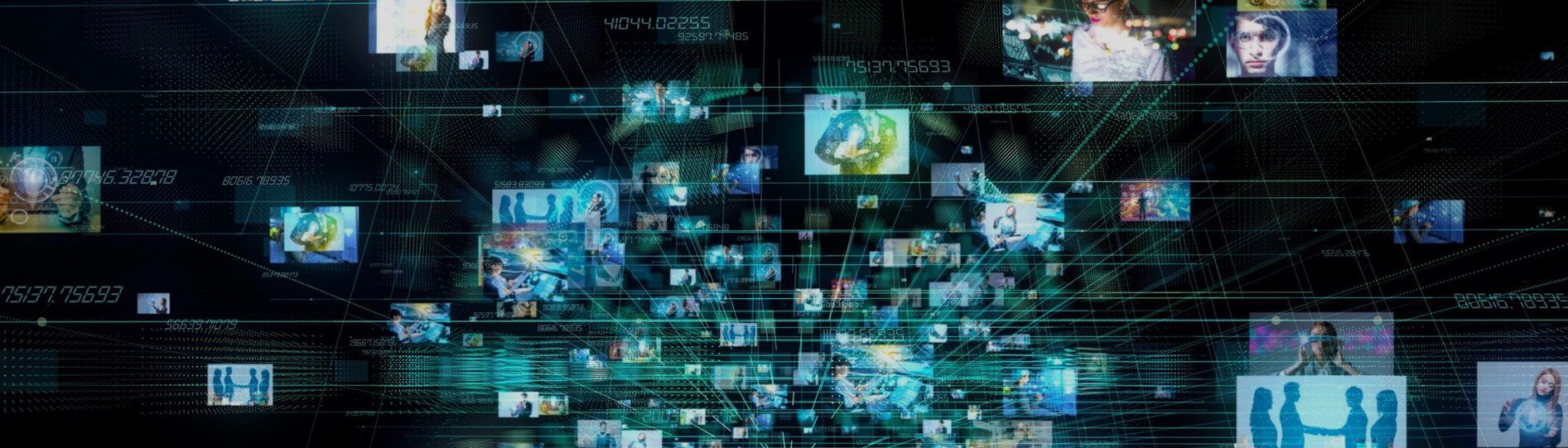 Digital collage of social media profiles and network links representing SOCMINT training